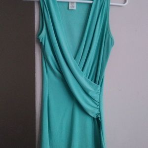 Teal V-Neck Faux Wrap top